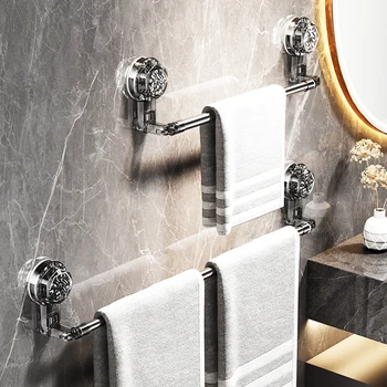 suction cup Wall Towel Rack No Drilling Single Rod Retractable Towe Rack self-adhesive Storage Rack Kitchen Bathroom Accessorie