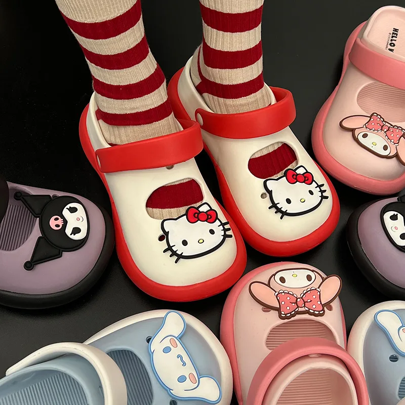 Sweet Slippers Cartoon Mary Jane Shoes EVA Soft Sandals Antislip Waterproof Kuromi Cinnamoroll Free Shipping