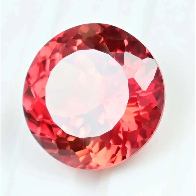 قطع طبيعي Padparadscha الياقوت جولة اكسيد الالمونيوم الاصطناعية مجموعة فضفاضة الأحجار الكريمة تمرير الماس اختبار القلم