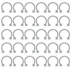 30PCS Surgical Steel Eyebrow Lip Nose Hoop Nostril Ear Tongue Piercing Set Piercings Ring Body Jewelry For Women Men Ear Stud