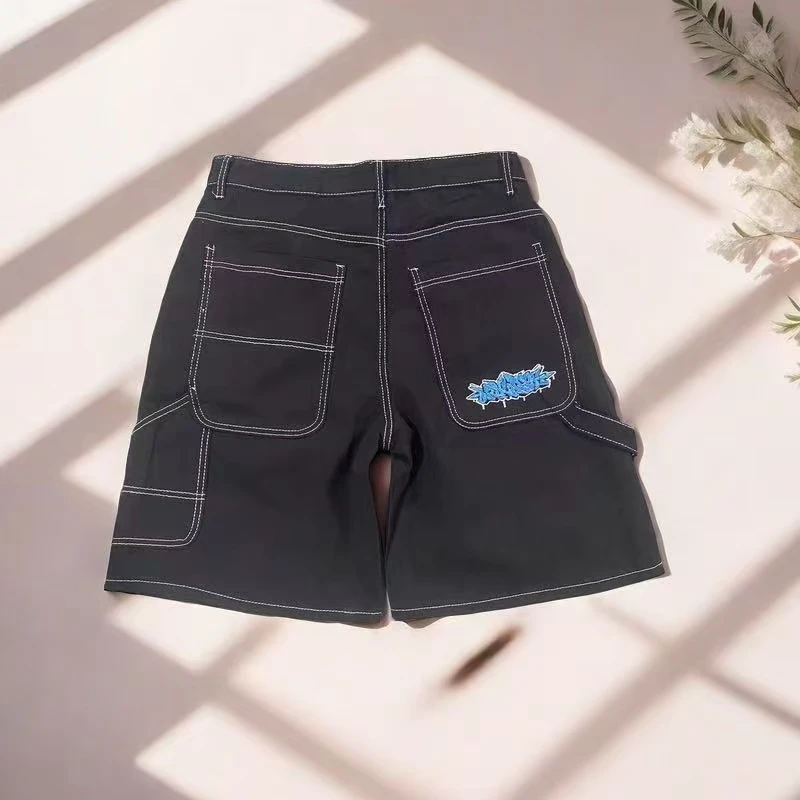 

Wexwear shorts y2k pants women hiphop pocket letter embroidery baggy jenas denim gym shorts harajuku sweatpants women clothes