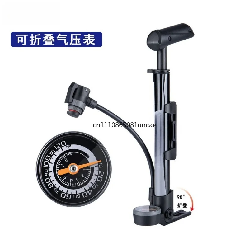 Portable Mini High Pressure Bike Pump with Gauge Foldable for Mountain Road Bicycle Cycling Tool