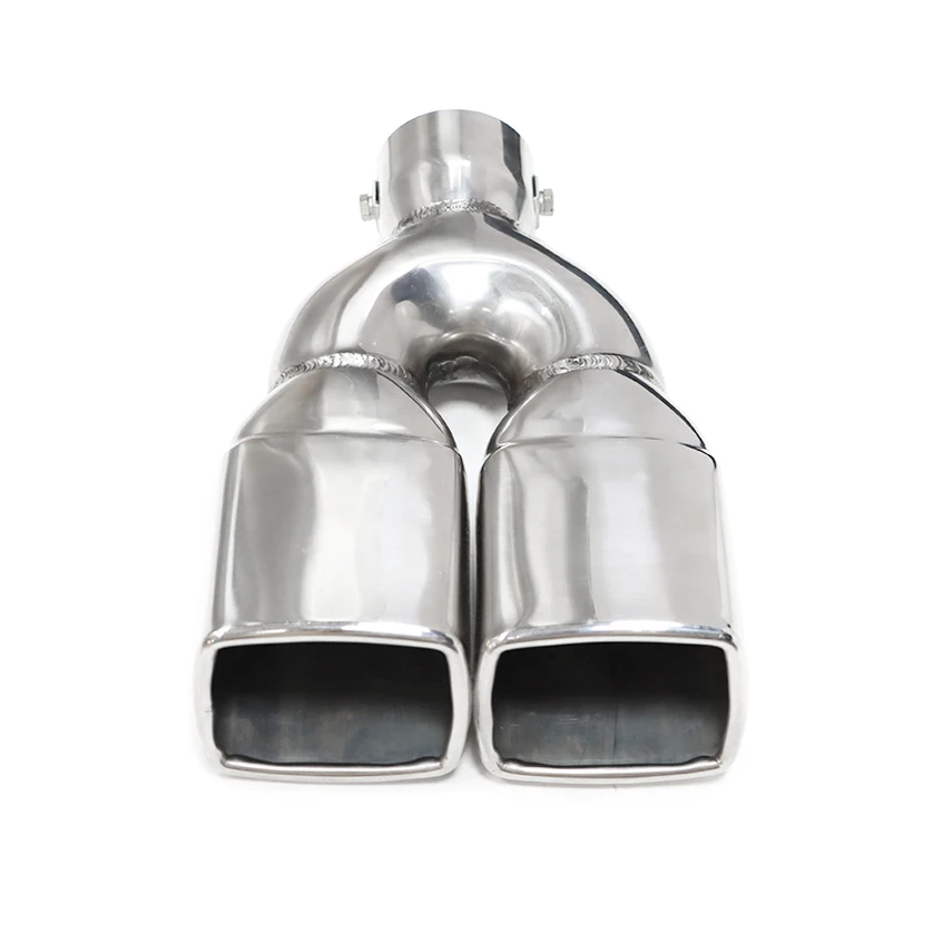 1 Pcs Universal Exhaust Tip Stainless Steel Muffler Tip Shape Dual Y Square Tailpipe Exhaust Pipe 60mm inlet