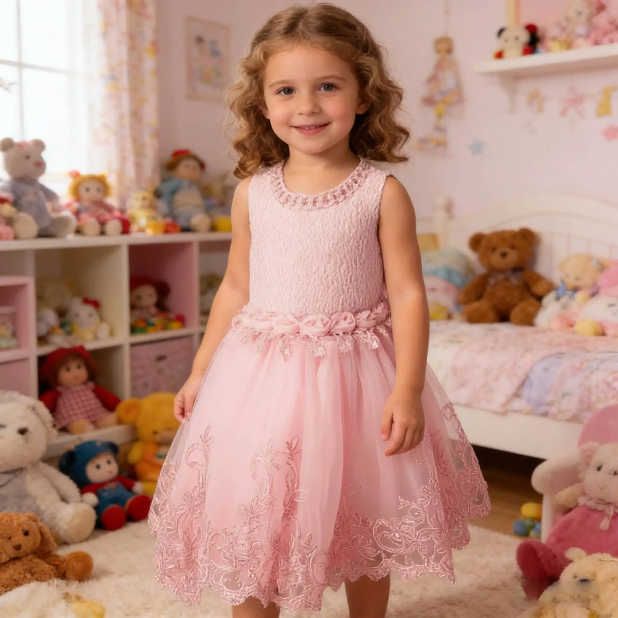 

Детская одежда 2026: Платья для девочек на все сезоны, крестильное платье принцессы для девочек, без рукавов, элегантное платье с цветами для девочек