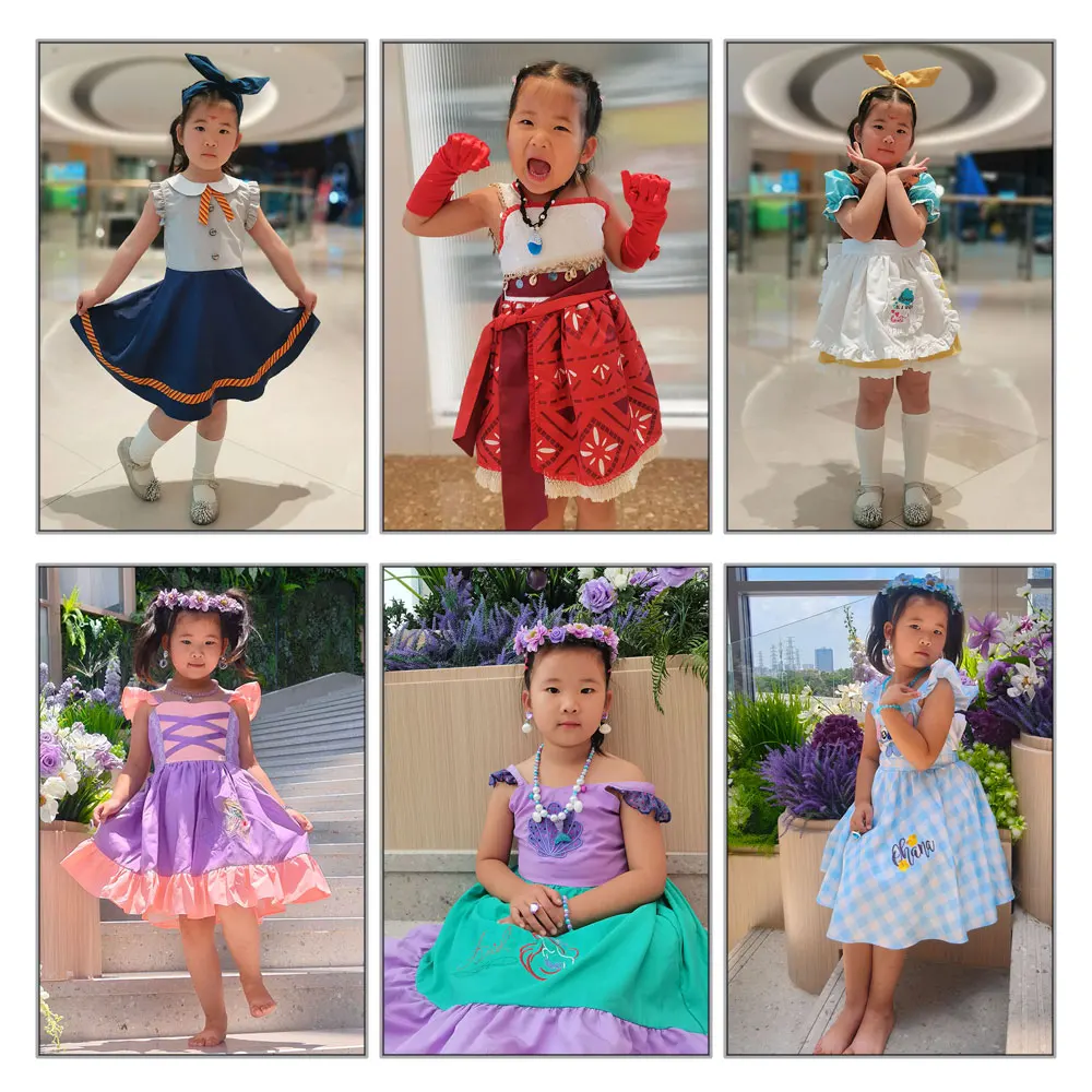 

Christmas Stitch Cosplay Little Mermaid Ariel Party Inspired Carnival Tangled Rapunzel Princess Dress Costumes for Baby Girls