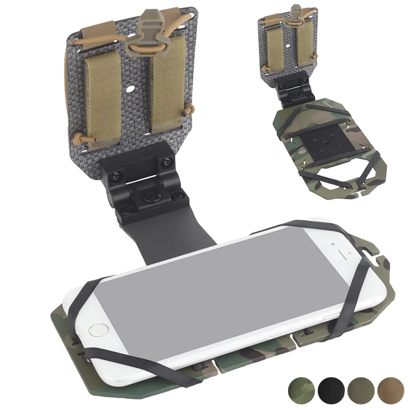 

90° Rotating Foldable MOLLE Phone Holder Adjustable Elastic Mount for Large Smartphones Hunting Vest Plate Carrier Navigation