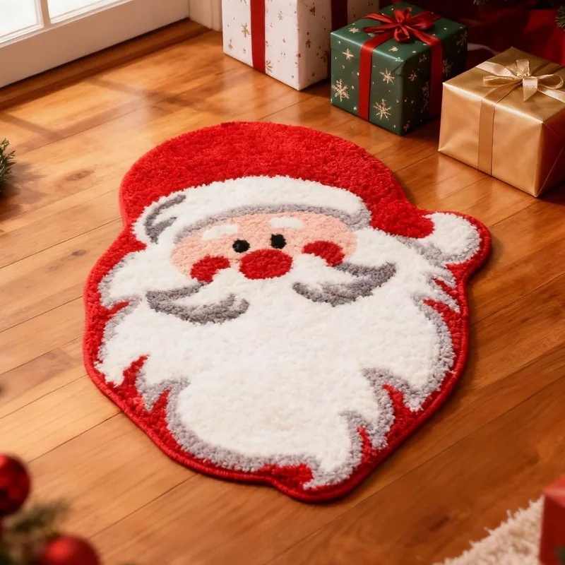 40x60cm Christmas Rug Imitation Cashmere Soft Non-Slip Winter Bedroom Bathroom Foot Mat Home Christmas Decor Welcome Door Mat
