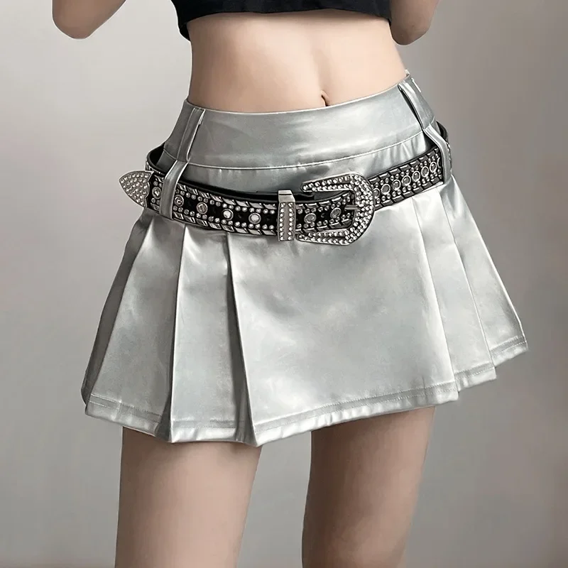 

Harajuku Cyberpunk Sliver Skirt Women Mall Gothic Streetwear High Waist Pleated Skirt Emo Alternative Rave Outfit Female