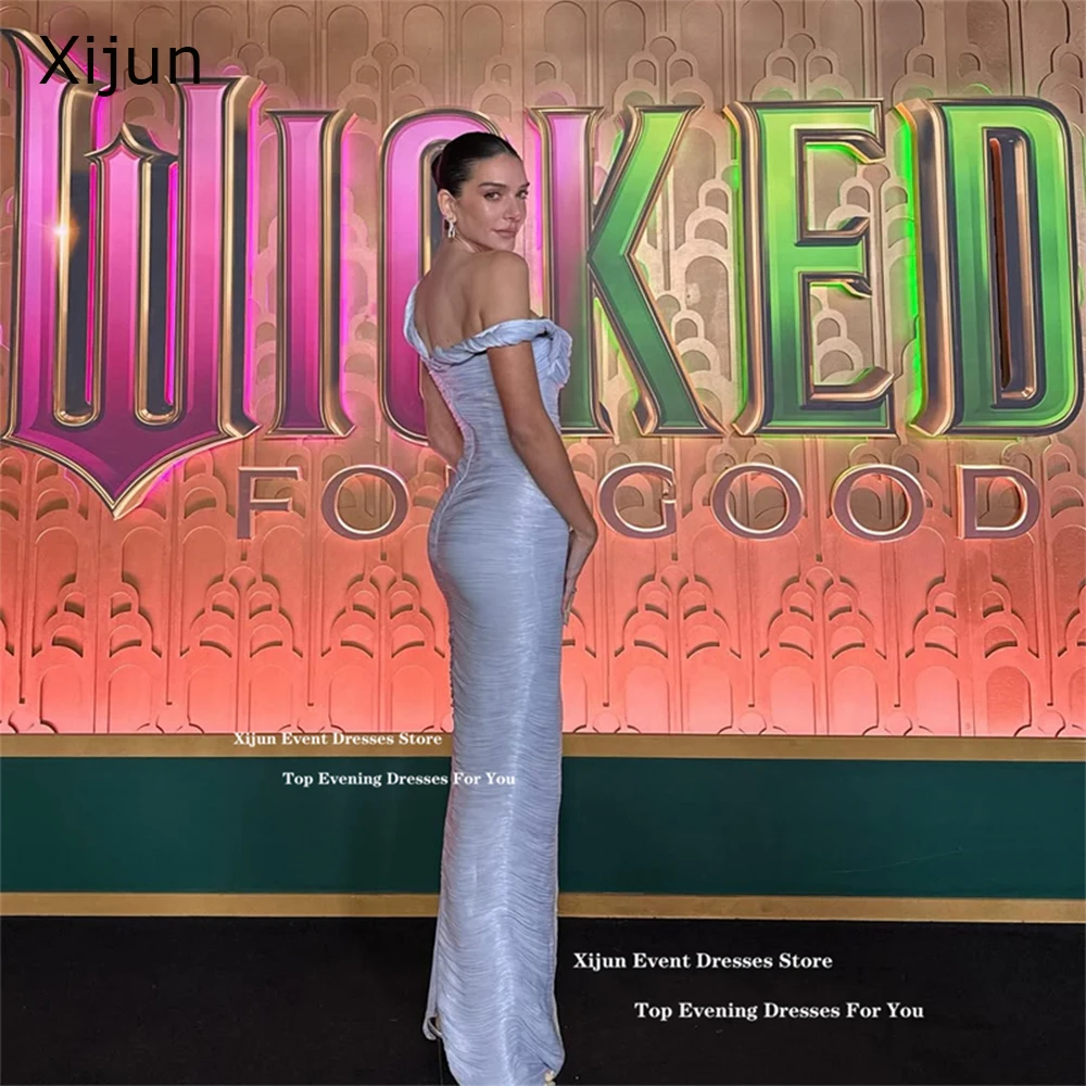 

Xijun Baby Blue Mermaid Evening Dresses Off The Shoulder Pleated Formal Prom Dresses Celebrity Maxi Prom Gowns 2026 Customized