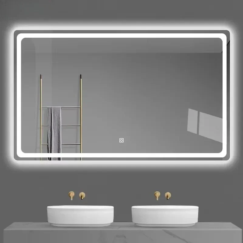 Bathroom Adjustable Wall Mirror Contemporary Rectangle Edge Frameless Smart Mirror