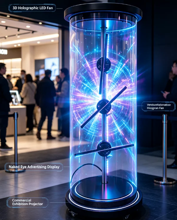 Ventilation Holographic 3D LED Fan Light Emitting Diode Rotating Projector Commercial Advertising Hologram Display Fan