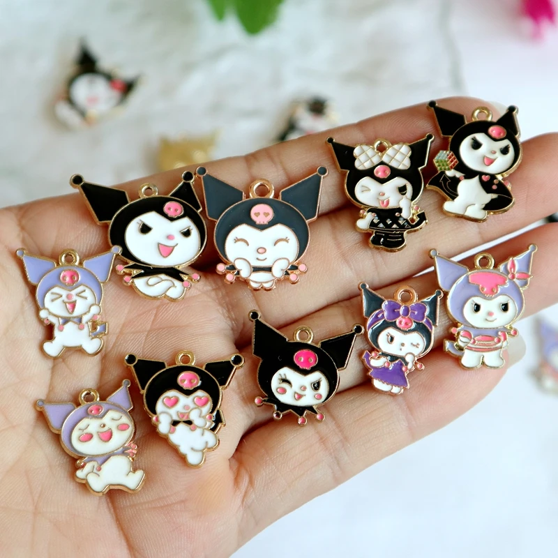 10PCS Cartoon Kawaii Sanrio Metal Pendant Anime Cute Vivid Alloy Charms DIY Necklace Bracelet Earrings Keychain Dangle Accessory