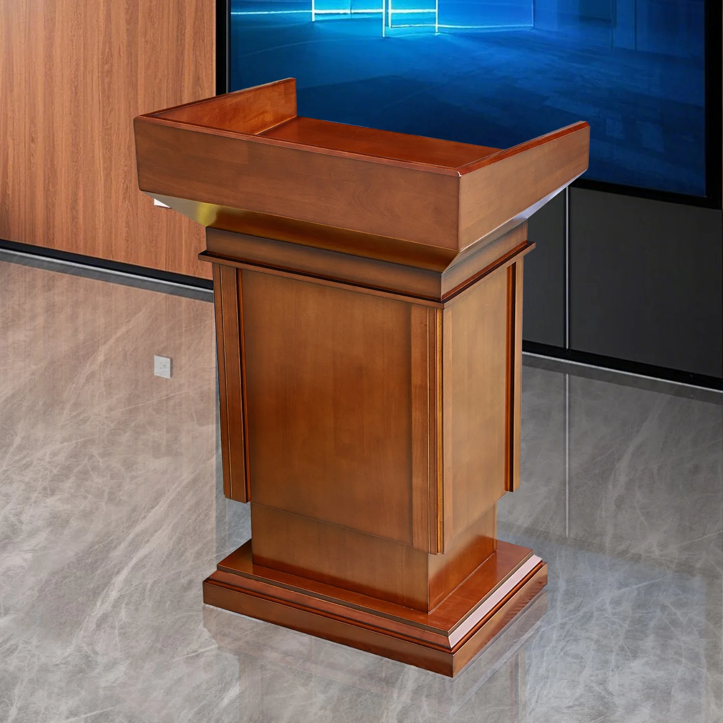 

Solid wood lectern, lectern, electric remote control lift, lectern, leadership conference room, multimedia lectern table