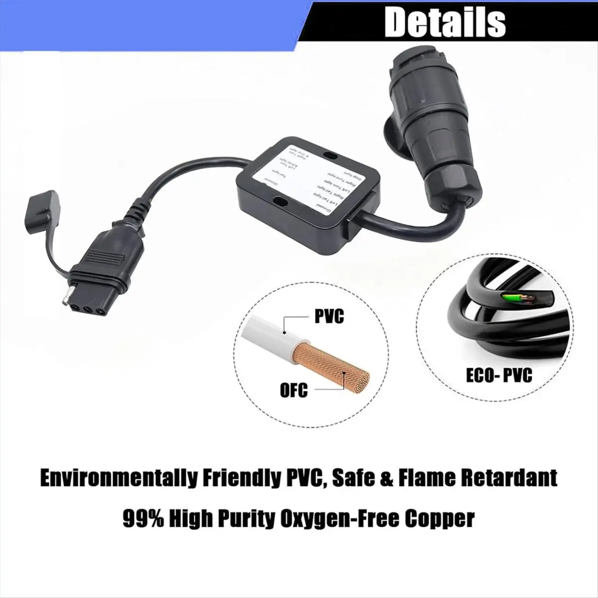 A49T Trailer Connector European 13‑Pin to American 4‑Pin Taillight Circuit Wiring Adapter Plug and Play