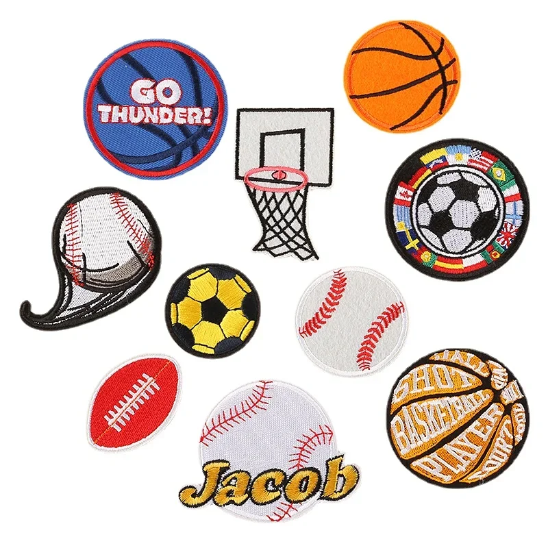 50pcs/Lot Luxury Embroidery Patch Football Basketball Sports Letter Jersey Shirt Bag Clothing Decoration Crafts Diy Applique