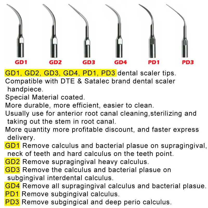 Dental Ultrasonic Air Perio Scaler, Higienista Handpiece, 2, 4 Buraco, 5Pcs, EMS, DTE Dicas