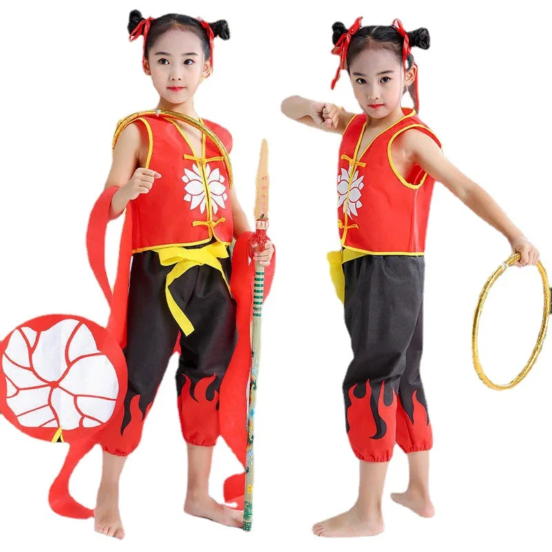 Children's Performance Costumes for June 1st, Ne Zha Clothing, the Same Anime Ne Zha, Complete Set for Boys and Girls, Cos