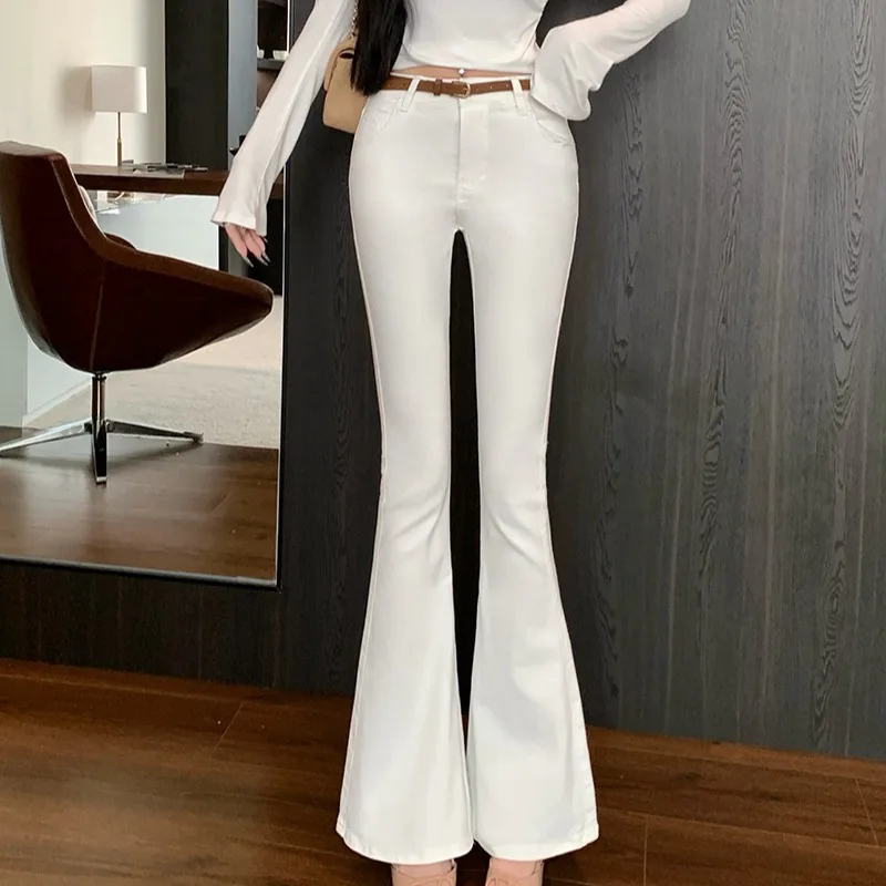 Jeans micro svasati foderati in Fce retrò Pantaloni lunghi casual Dimagranti Chiusura con cerniera a vita alta Colore puro Versatile Autunno Inverno...