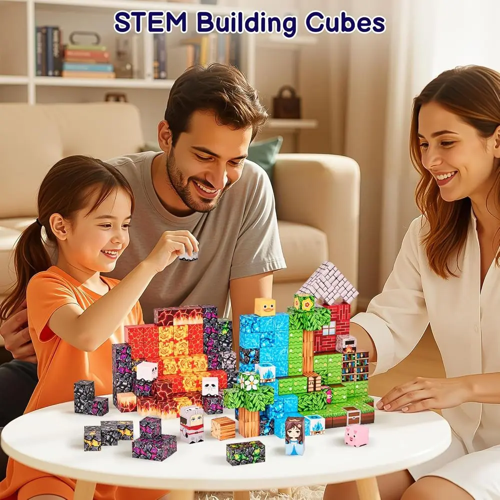 STEM 200-Piece Magnetic Building Blocks Set for Kids, Ideal for Ages 3-12, Great for Birthdays - Forest Theme