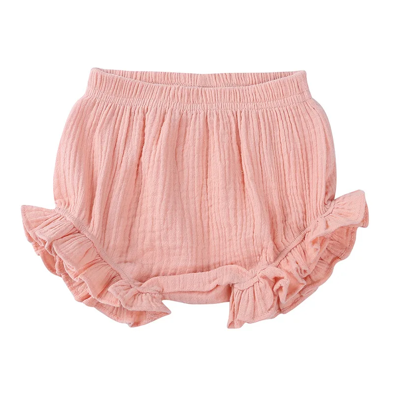 Summer Breathable Toddler Diaper Cover Shorts Baby Girls Cotton Muslin Ruffle Bloomers