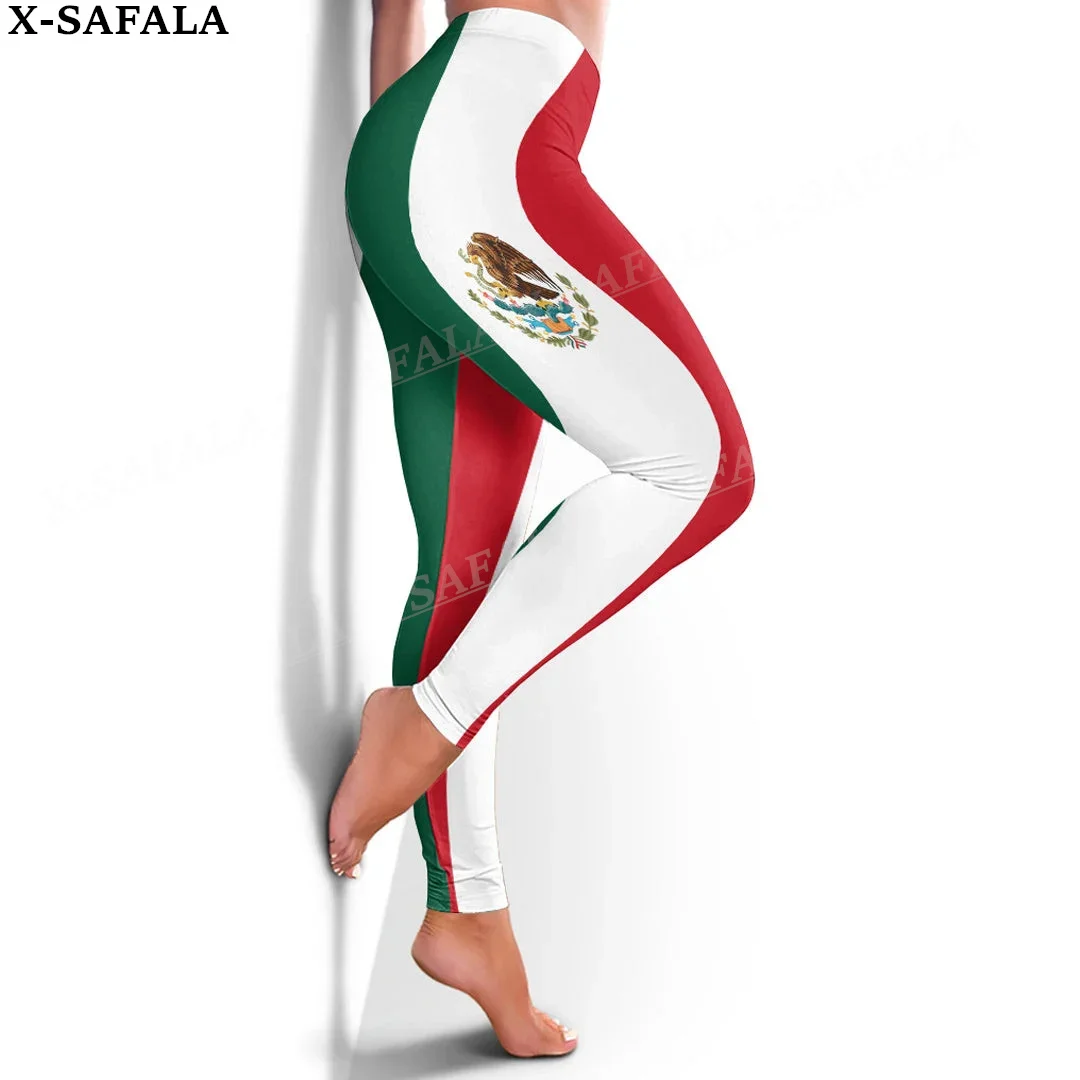 Mexico Coat Of Arms Love Country Leggings 3D Print Women Yoga Girl Stretch GYM Slim High Waist Legging Summer Sports-1