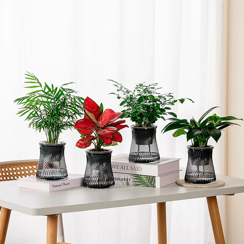 Mini auto rega vaso de flores tanque de peixes vasos de plantas de plástico transparente auto rega vaso vaso para decoração de casa