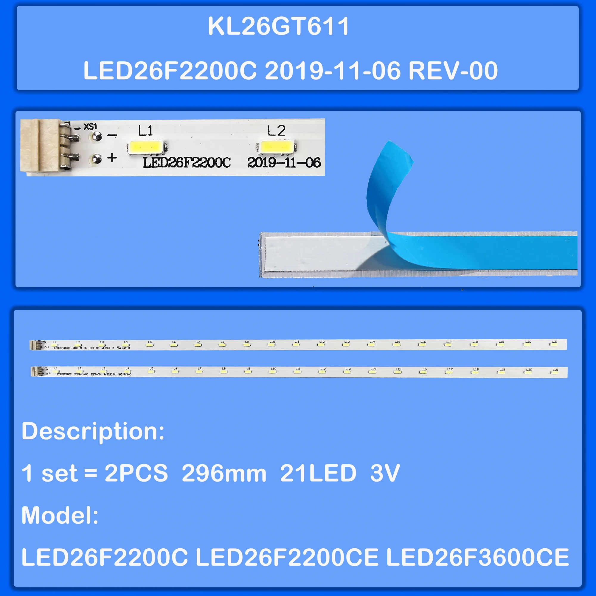 

1/5/10 Kit LED Backlight Strio KL26GT611 HT260WX2-101 For STV-LC26740WL LED26F2200C, LED26F2200CE, LED26F3600CE