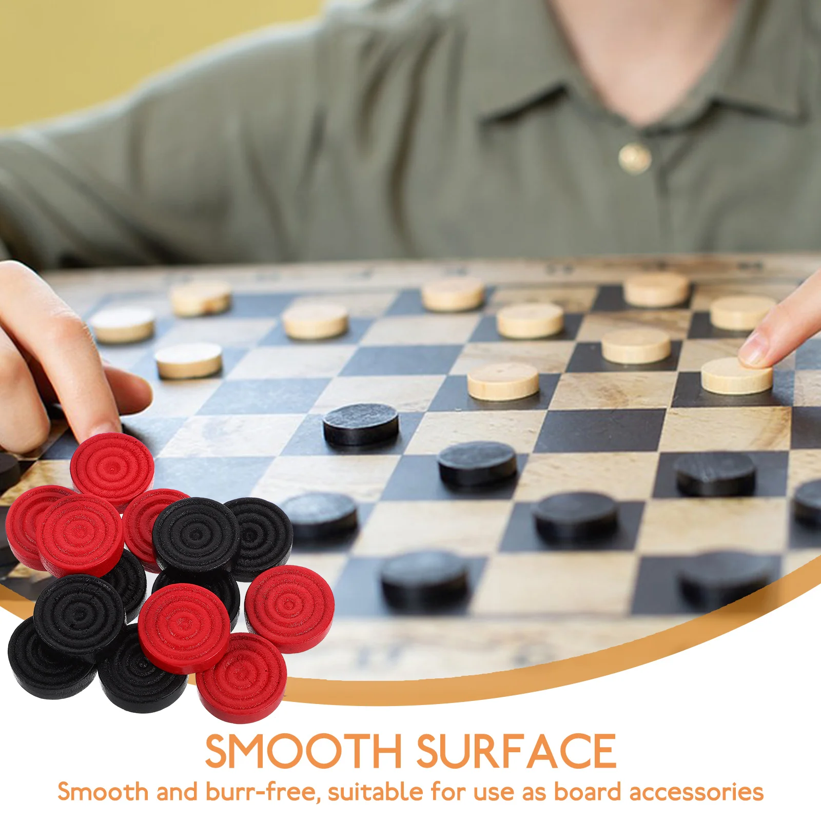 Wooden Checker Pieces Round Smooth Game Props Replacement Accessories Board Games Chess Set Storage Design