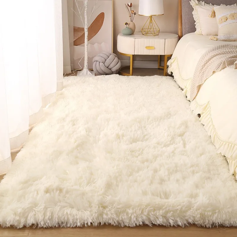 

Nordic Ins Style Polyester Fluffy Carpet for Bedroom Living Room Sofa Washable Long Pile