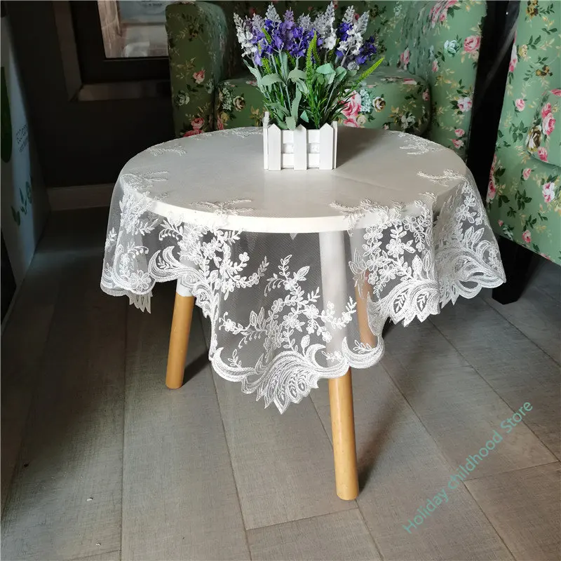 Europejski koronkowy haft wisiorek obrus podkładka zestaw podstawek sypialnia balkon kawa mały okrągły stół obrus dekoracja