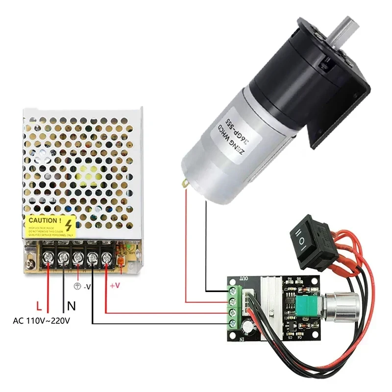 36GP-555 Planetary DC Gear Motor, 12V/24V 555 Geared Motor, 11–2160 RPM Low-Speed, High-Torque, Speed-Controlled Micro 555 Motor 3