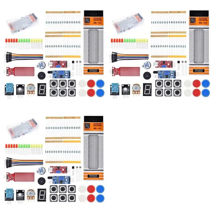 

3X For UNO R3 Development Board Getting Started Easy Learning Kit 830 Hole Breadboard Parts Kit Starter Kit,A