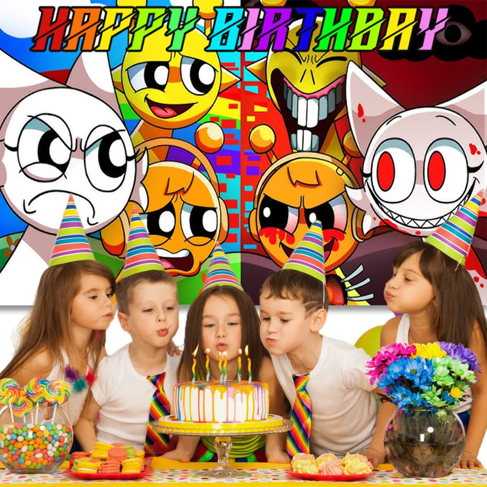 Incrediboxed SPRUNKIs Party Accessories Background Game Happy Birthday Decorations Banner Balloon Cake Topper Gift Poster Supply