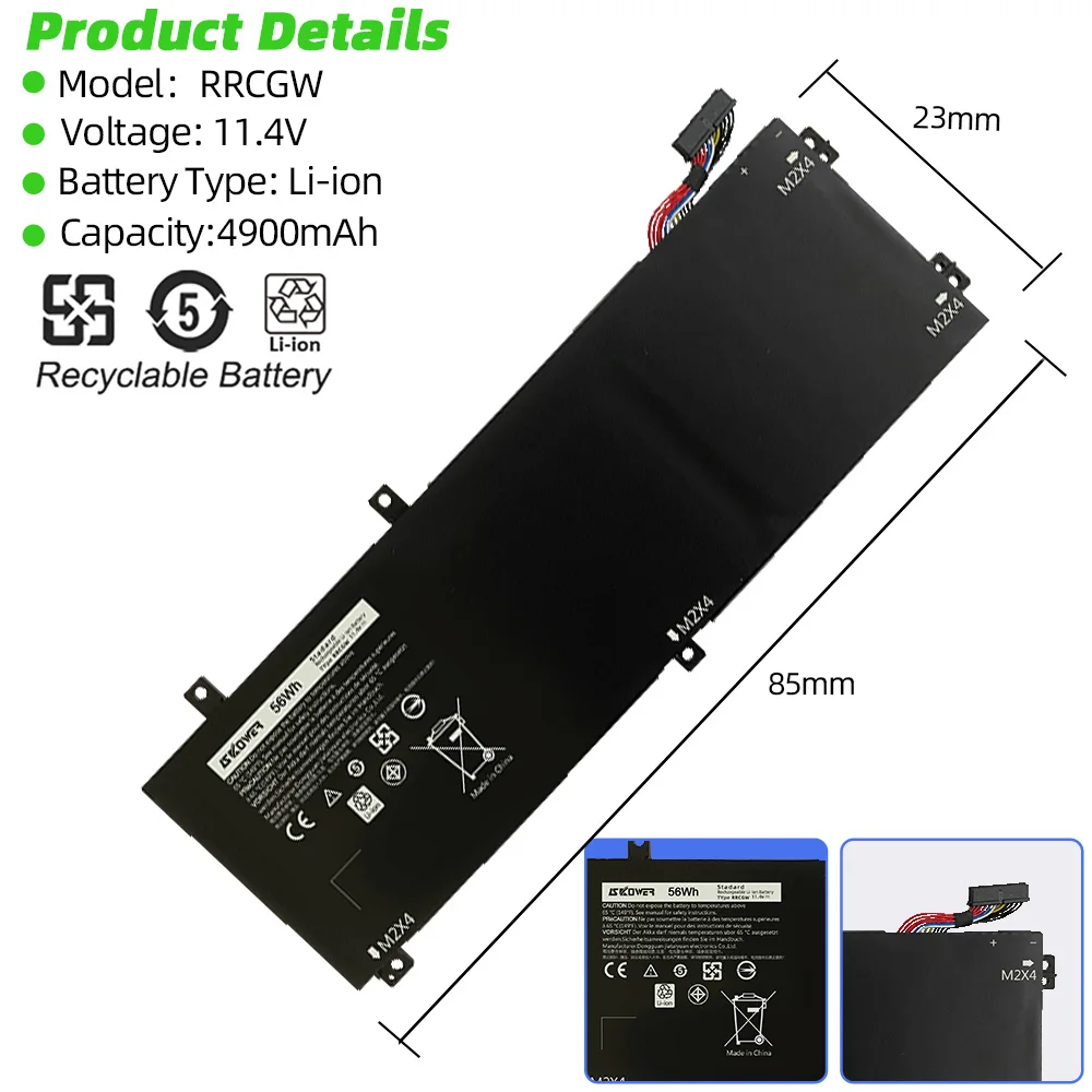 بطارية كمبيوتر محمول SKOWER 56WH RRCGW لأجهزة Dell XPS 15 9550 9560 9570 الدقة 5510 5520 5530 استبدال بطاريات P56F P56F001 H5H20