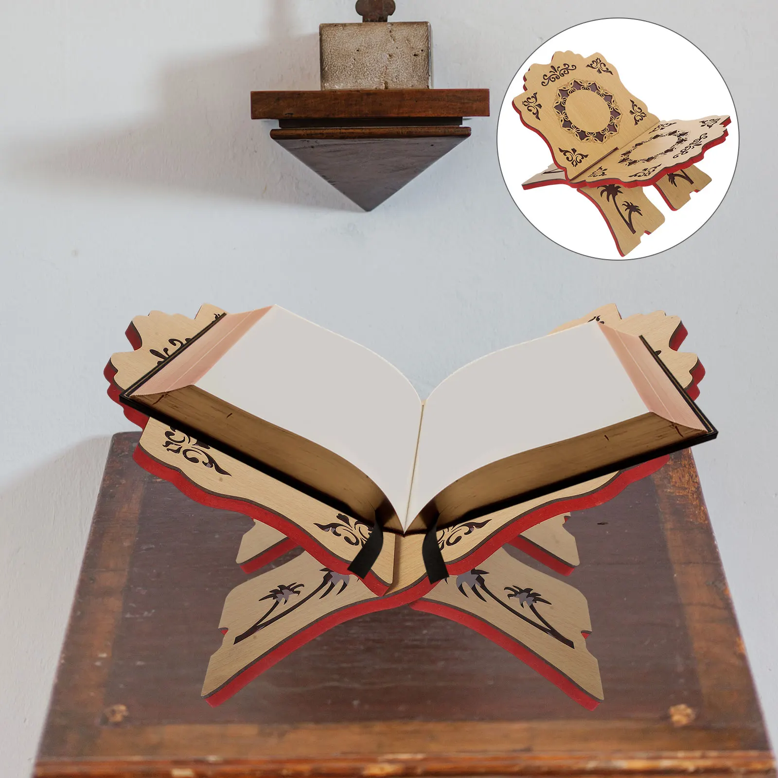 

Book Shelf Desk Bookshelf Holder Standing Detachable Wooden Reading Eid -Fitr