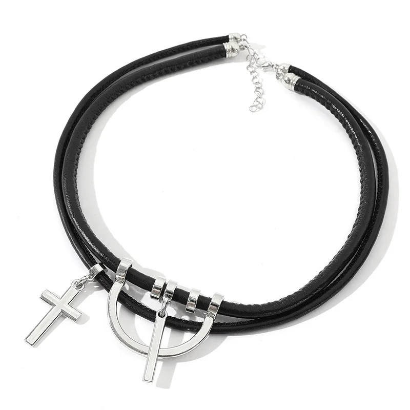 Anime Tokyo Revengers Cosplay Baji Keisuke Halskette Mode Multilayer Leder Punk Männer Kreuz Halsband Kazutora Izana Schmuck