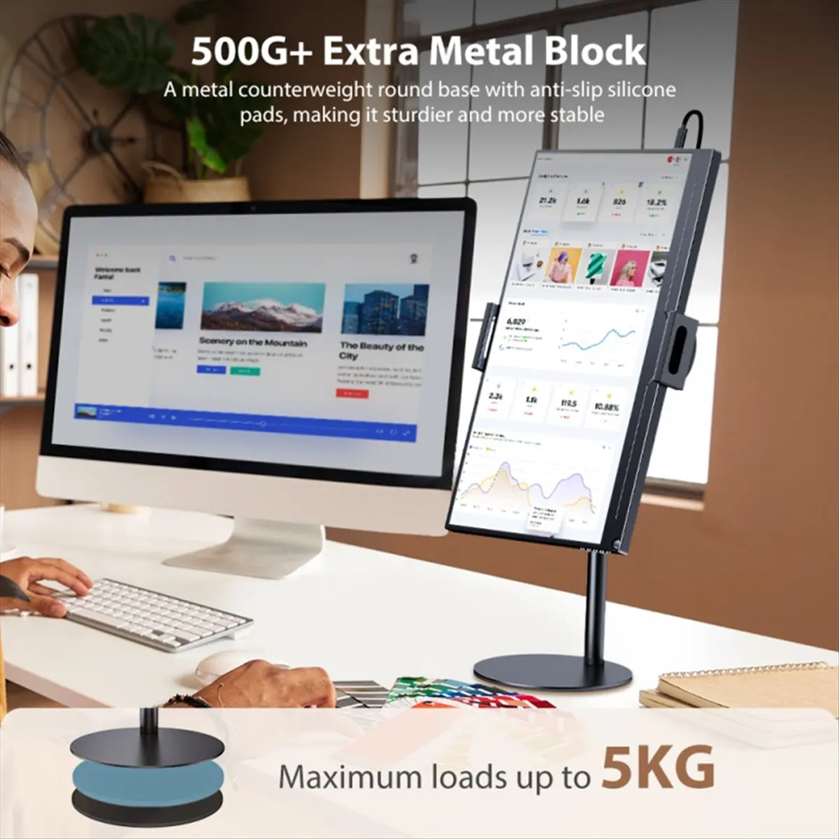 A64I Portable Monitor Tablet Holder Standing Adjustable Monitor Stand Height Tablet Bracket Desktop Clamp Stand Mount Black