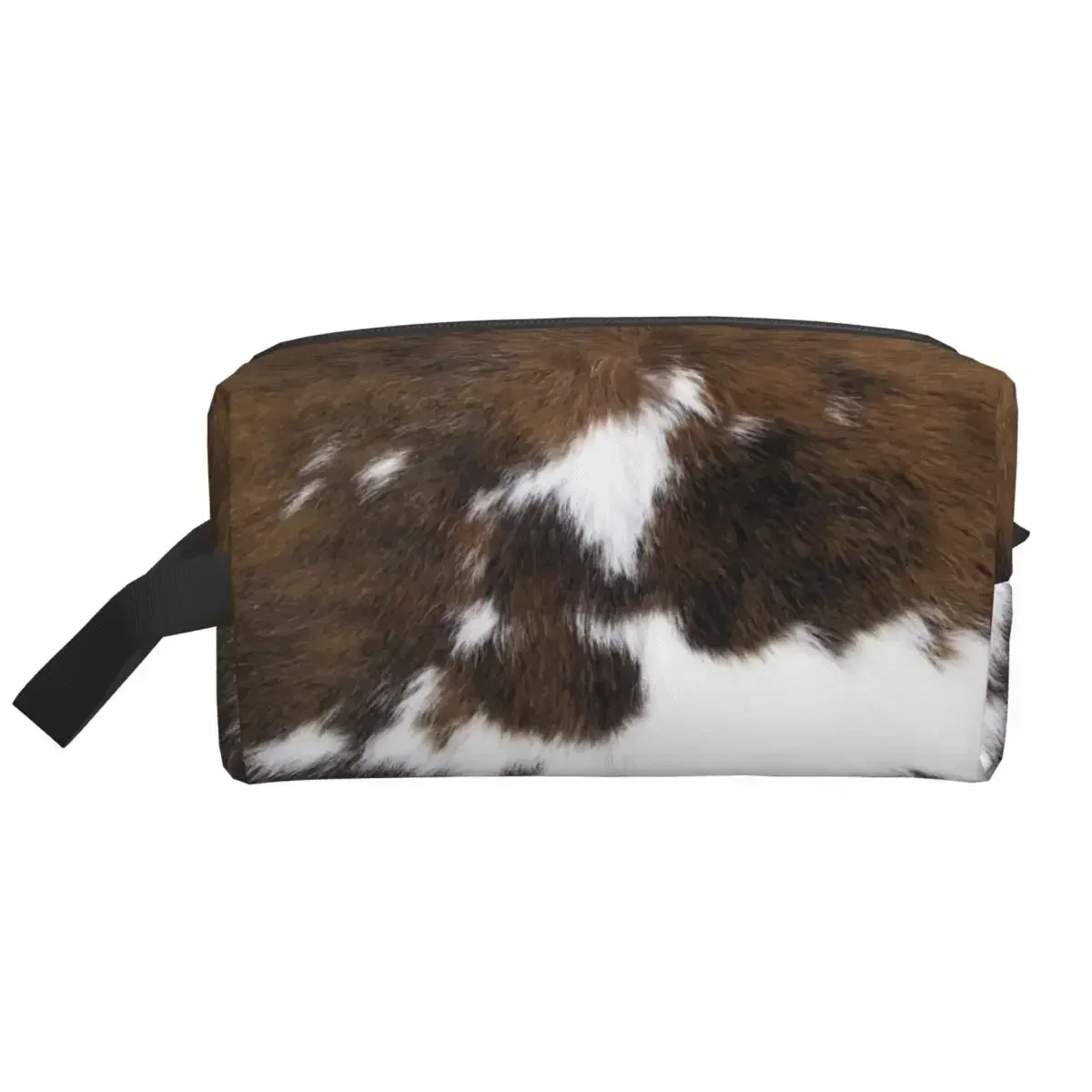 Cute Simulated Cowhide Texture Travel Toiletry Bag Women Makeup Cosmetic Organizer Beauty Storage Dopp Kit