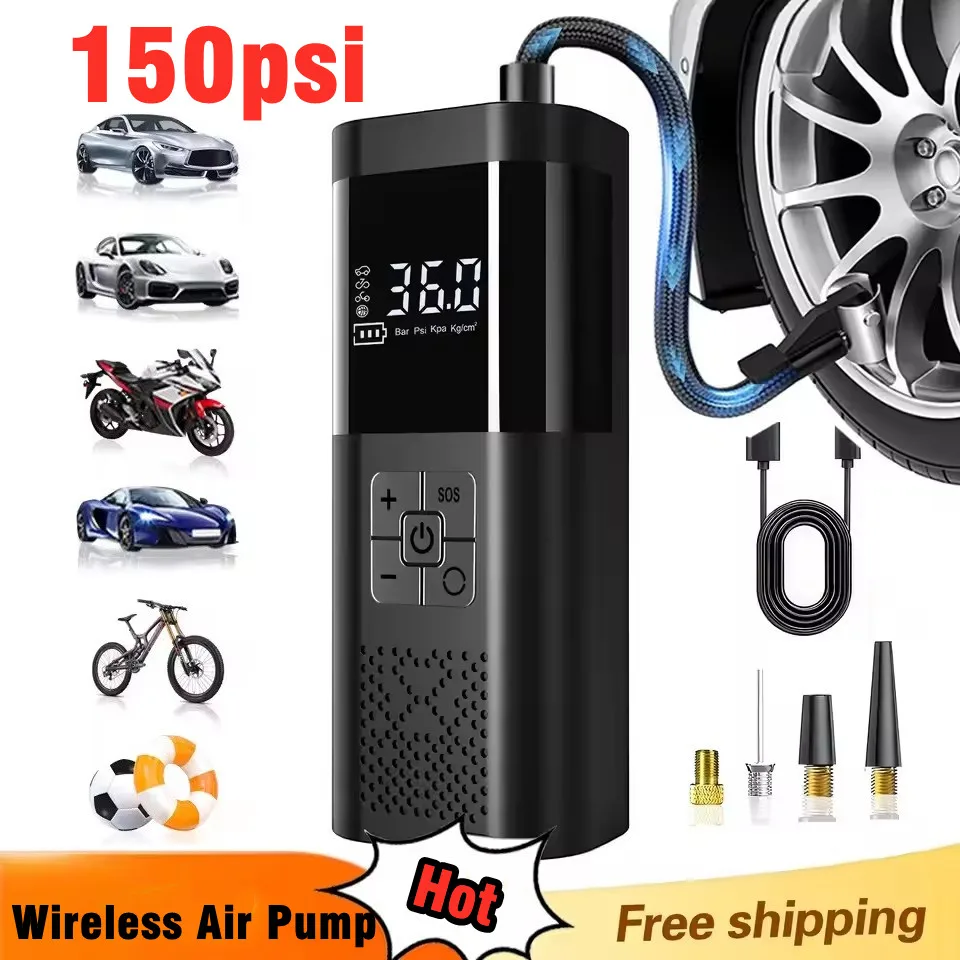 

Wireless Air Pump 150psi Portable Electric Tire Inflator For Car Bicycle Motorcycle Air Compressor Injector Bike Accessories