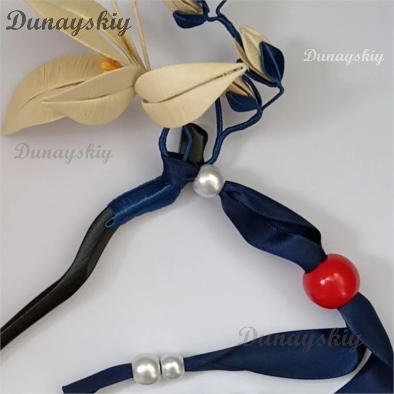 AHonkai ستار السكك الحديدية بليد Yingxing تأثيري دبوس الشعر الأبيض الأزهار خشبية أنيمي الدعامة هالوين عيد الميلاد الرجال