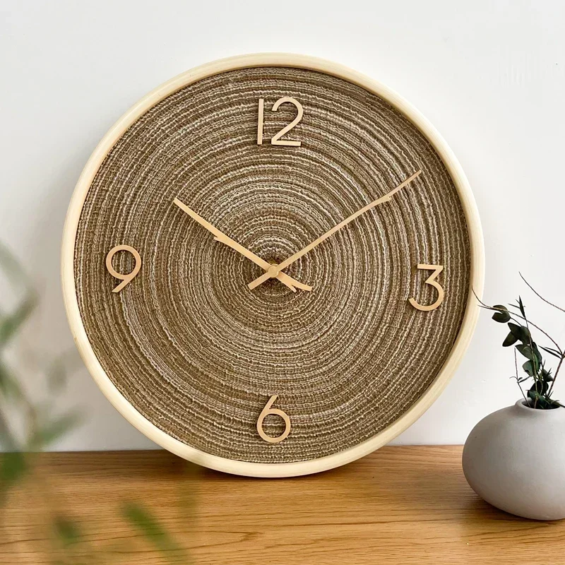 

Solid wood clock living room silent clock personality wooden wall clock Nordic modern simple hanging watch decorative art