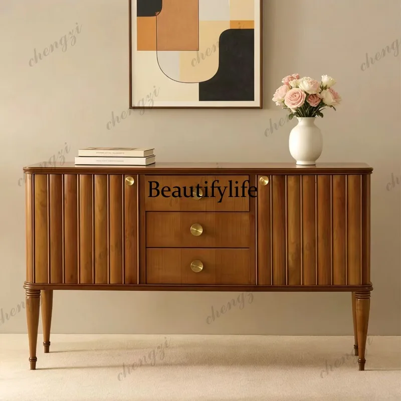 French retro solid wood porch cabinet American living room storage storage cabinet wall decorative cabinet