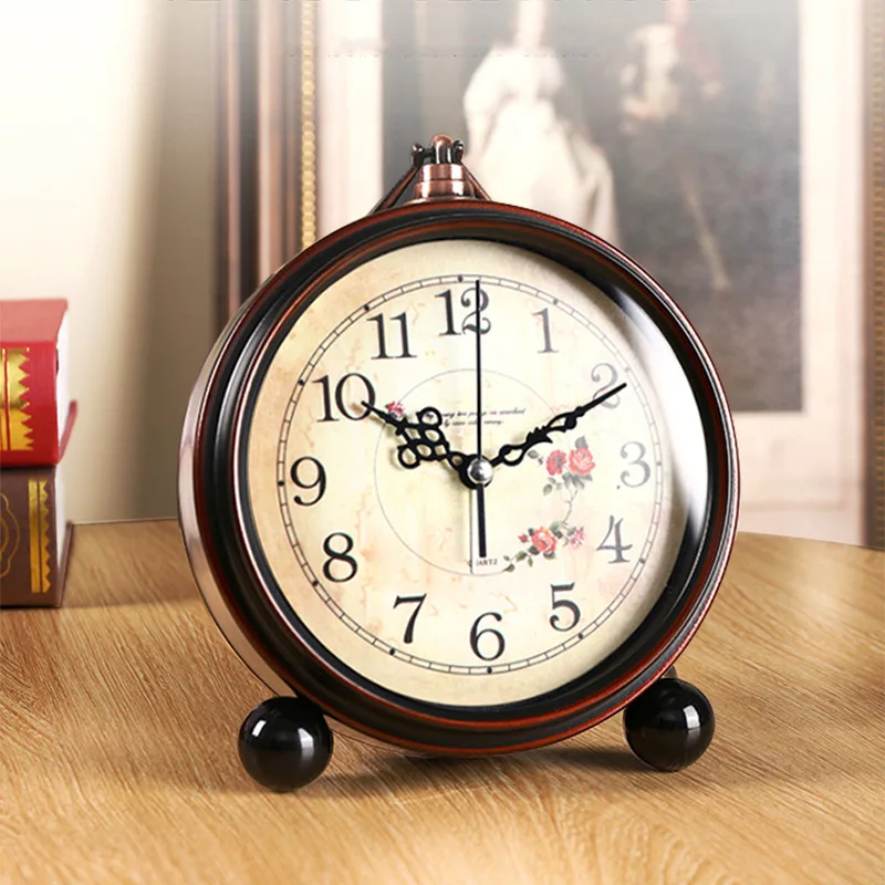 Retro Style Desktop Ornaments Silent Home Study Decoration Of Living Room Coffee Tabletop Pastoral Art Restaurant Bedroom Clock