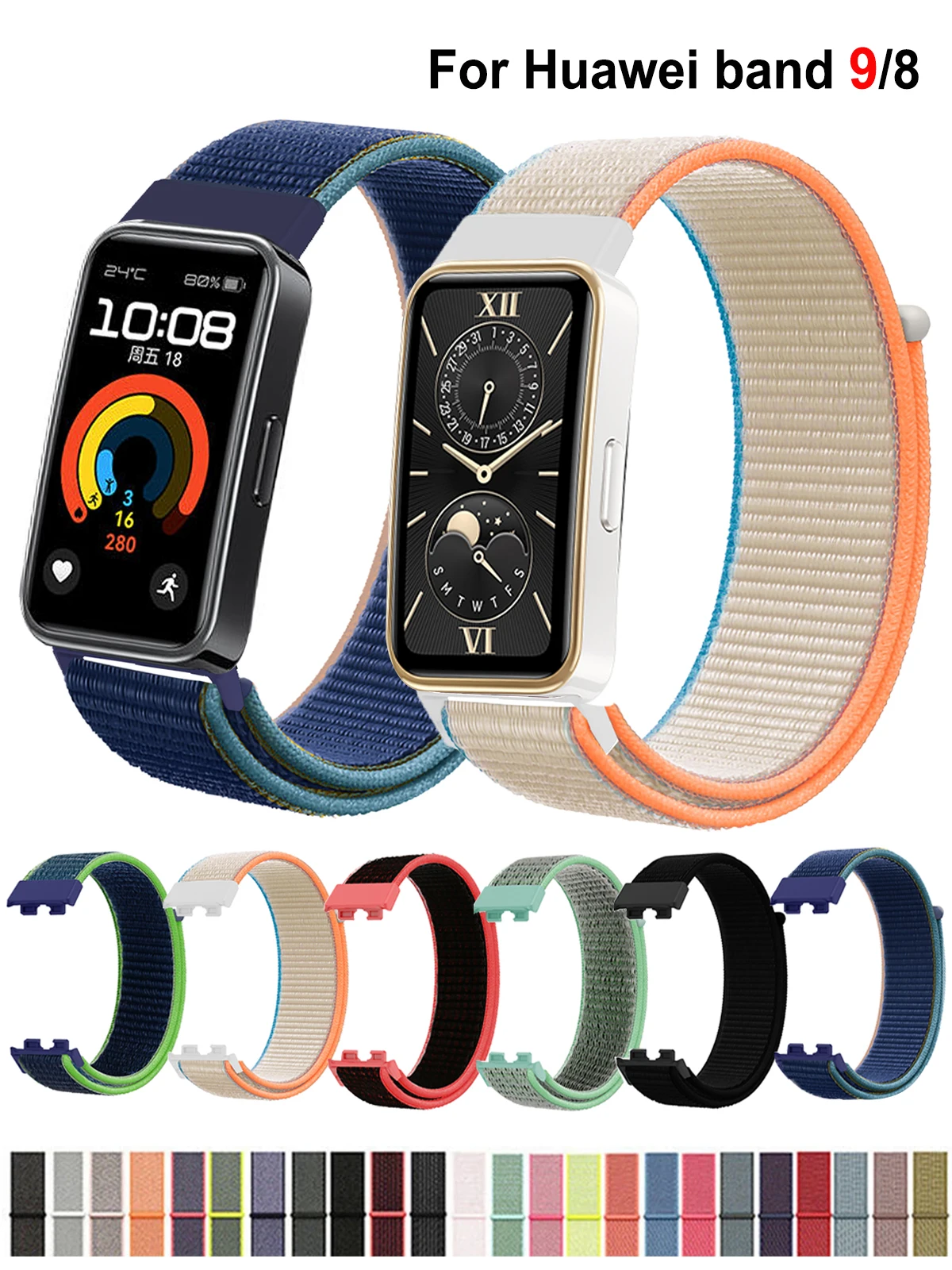 Nylonowa pętla Pasek do paska Huawei 8 9 Akcesoria do paska Inteligentny zegarek Zapasowa opaska na rękę Bransoletka sportowa Huawei band 7 8 correa