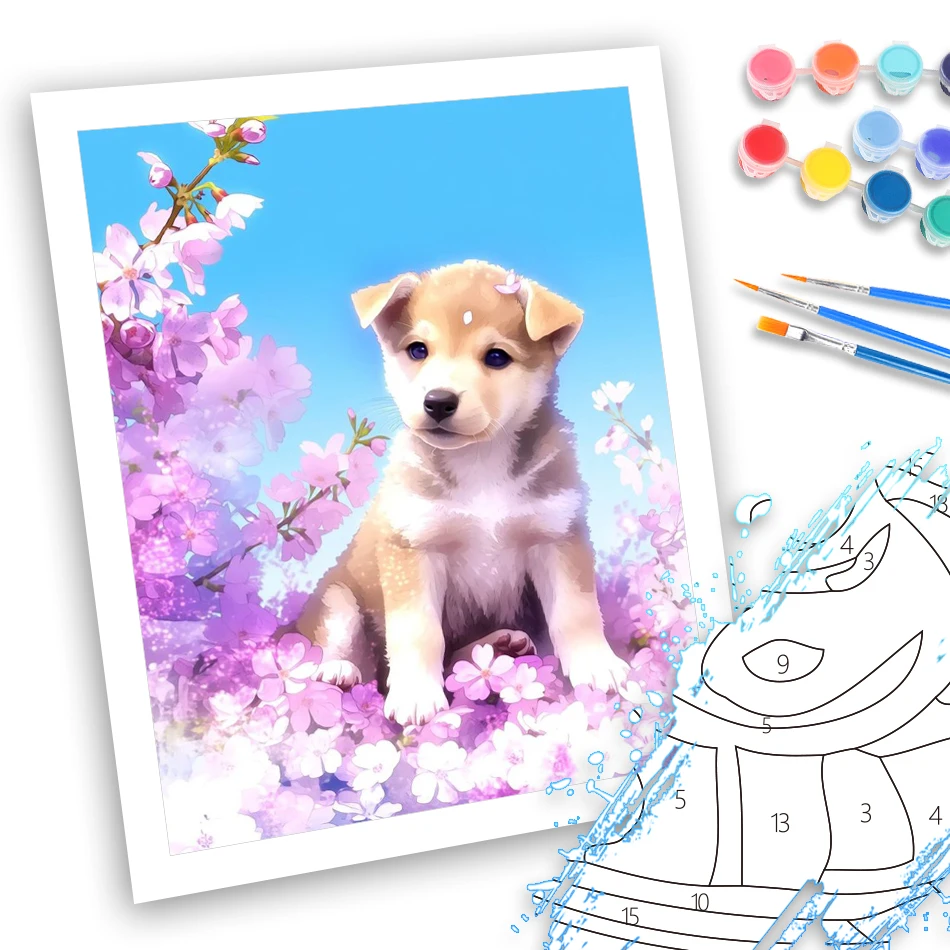 GATYZTORY Pictures By Numbers Painting Watercolor Art Supplies Decorative Paintings dog Wall Decor Arte Handwork Modern Crafts