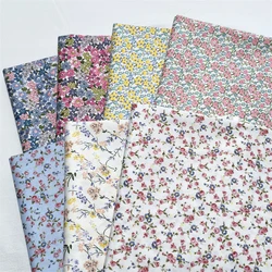 Floral Cotton Fabric for Making Bedding Bag, Handmade Shell Lining Cloth, Small Floral, Yellow, White, 160x50cm