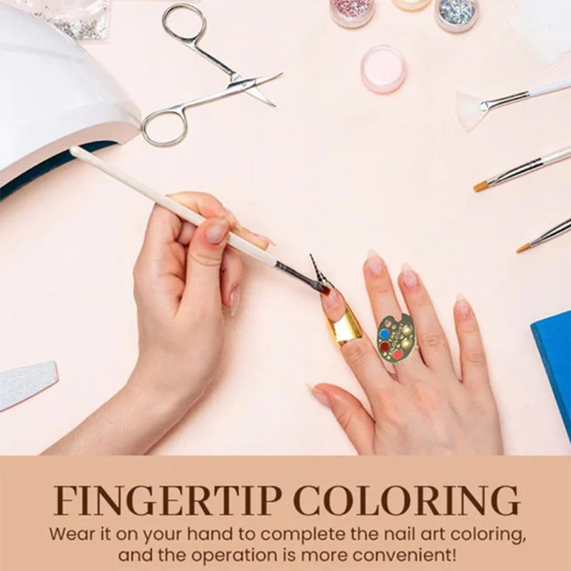 2/5 pezzi tavolozza per manicure con punta delle dita anello tavolozza per unghie con punta delle dita anello tavolozza di smalto per unghie in resina indossabile per nail art