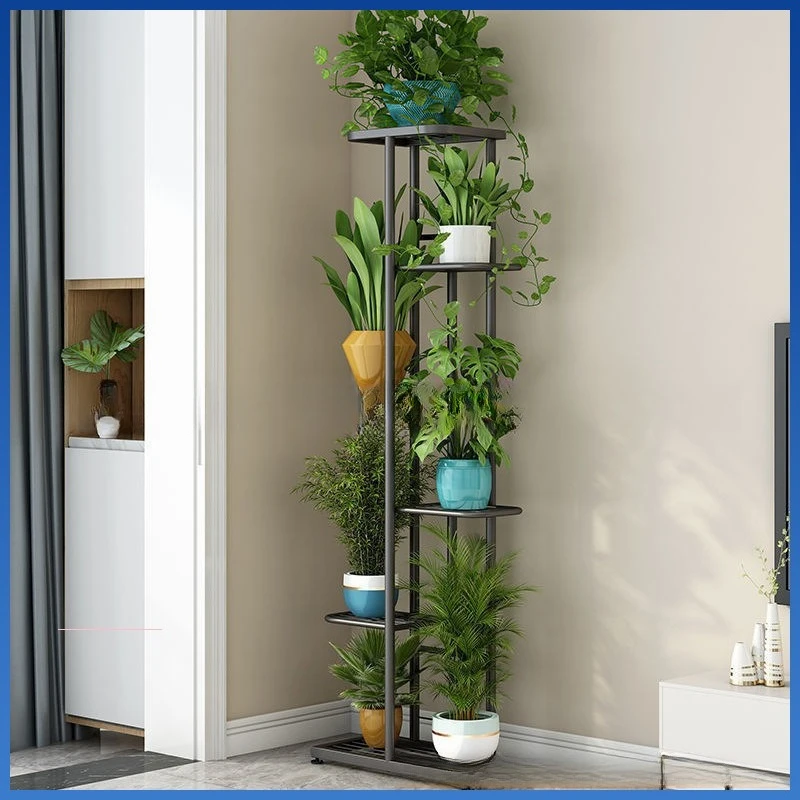 Wrought iron flower stand living room balcony stepped shelf multi-layer succulent flower pot stand dill plant American style