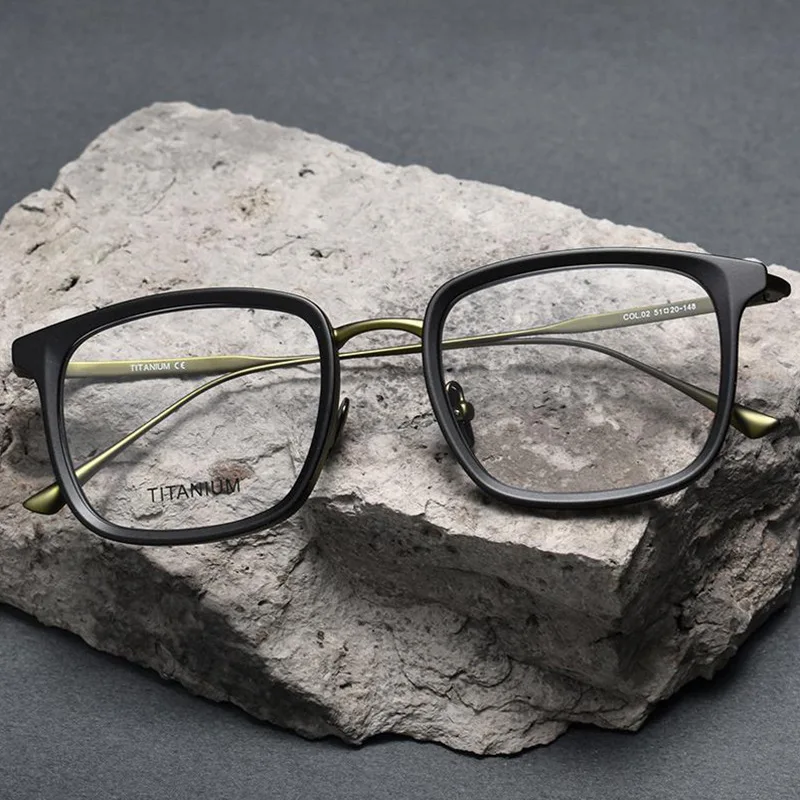 

Pure Handmade Square Acetate & Alloy glasses frame men women optical Myopia Presbyopia prescription Lenses attachment eyewear