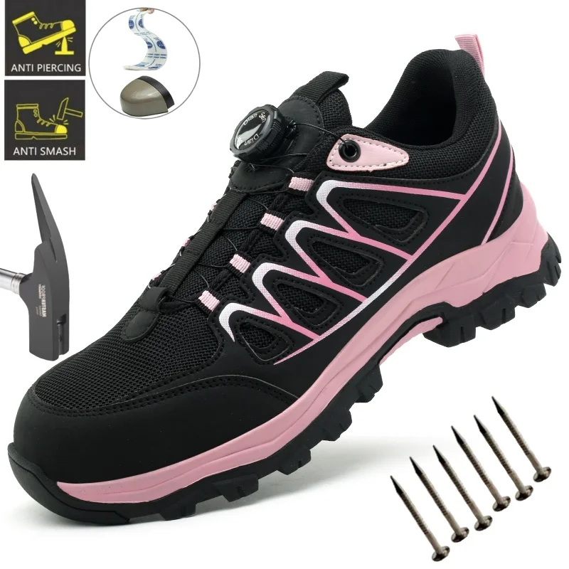 作業スニーカー鋼つま先の靴女性安全靴耐パンク作業靴ブーツファッション不滅の靴セキュリティ